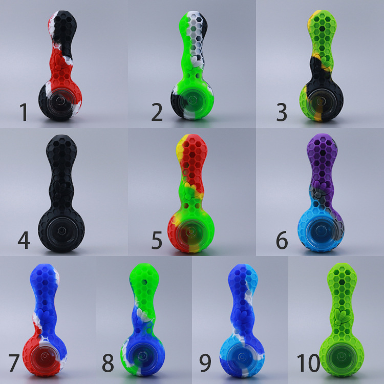 

4 inch Mini Spoon Pipes Smoking Bubbler Dab Water Pipe tobacco hand pipe silicone Pipes glass pipe Ultimate Tool Oil Herb Hidden Bowl