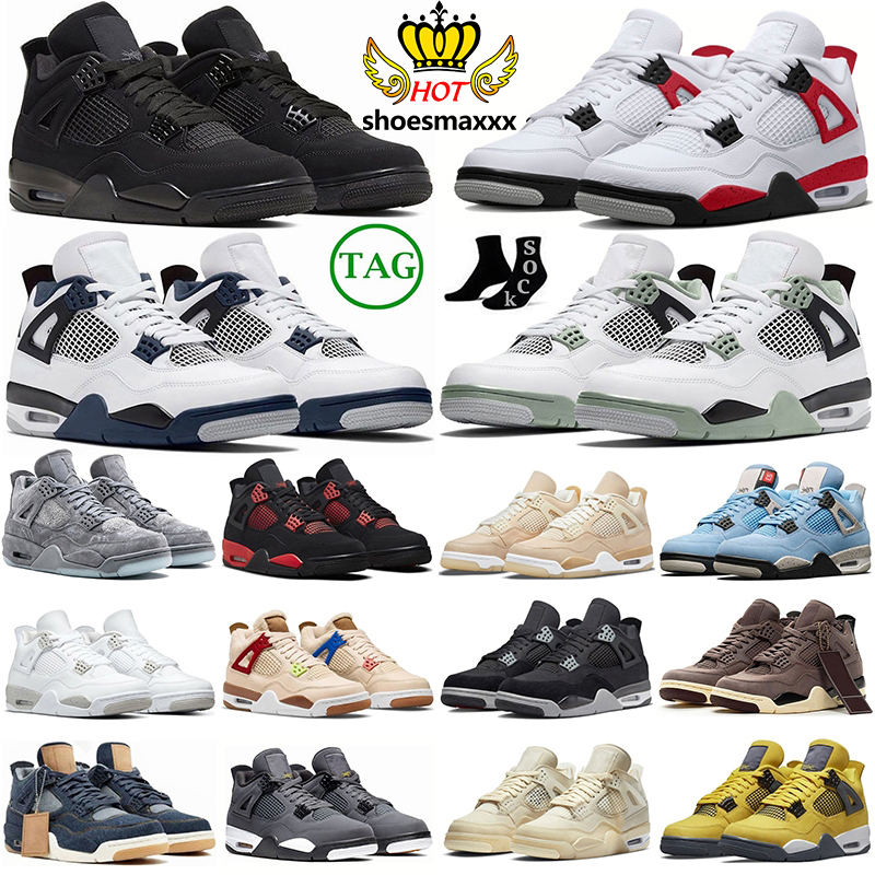 

2023 OG jumpman 4 Jumpan 4 4s Basketball Shoes For Men Women Black Cat Kaws Midnight Navy Seafoam Red Cement Thunder Canvas University Blue Shimme Sai Tour, 44