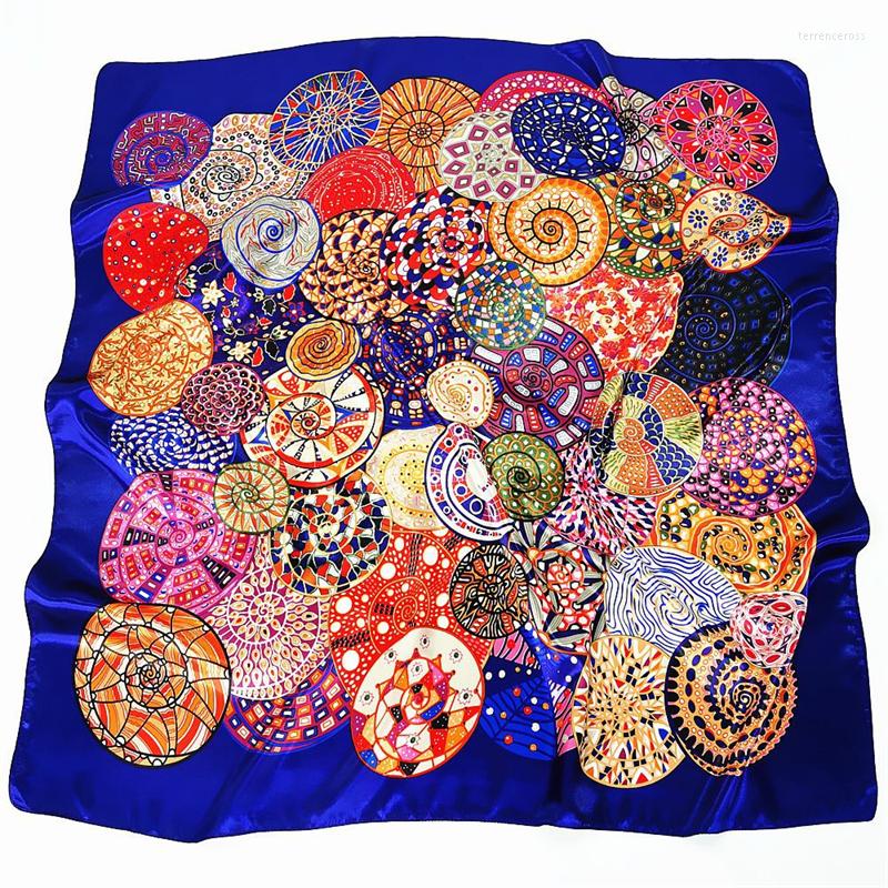 

Scarves 90CM Large Square Scarf Silk Handkerchief Headscarf Ladies Travel Shawl Women