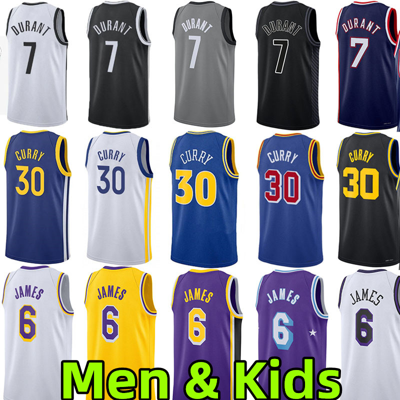 

2022 #6 james Stephen #30 Curry Basketball Jerseys Men Kids Jersey #7 Kevin Durant City Breathable mesh 75th edition Wear, Colour 1