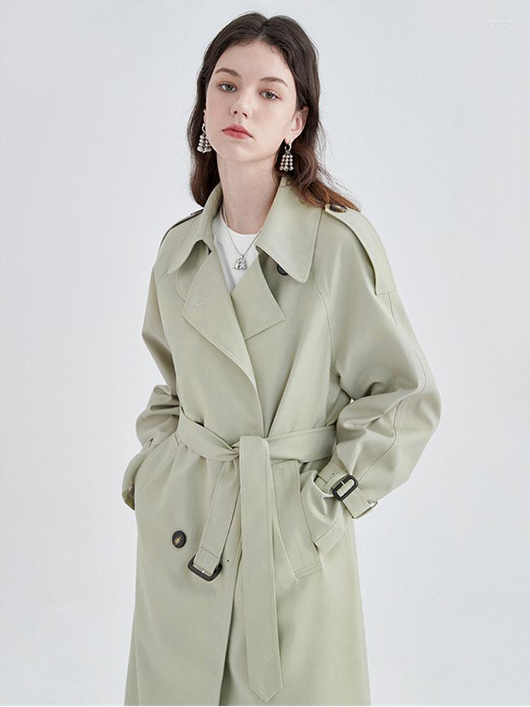 

Women's Trench Coats British Double Breasted Oversized Long Coat Women With Belt Windbreaker Fashion Female Turn-down Collar Overcoats, Black