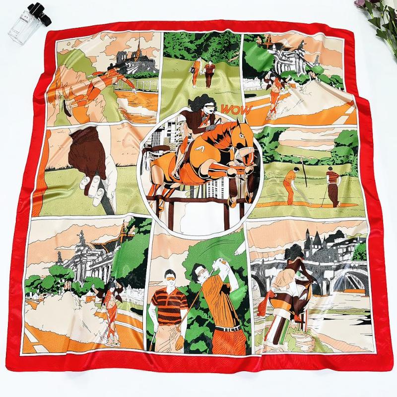 

Scarves 90cm Summer Silk Scarf Women's Thin Travel Beach Sunscreen Shawl Large Square Fashion Hijabs For Women