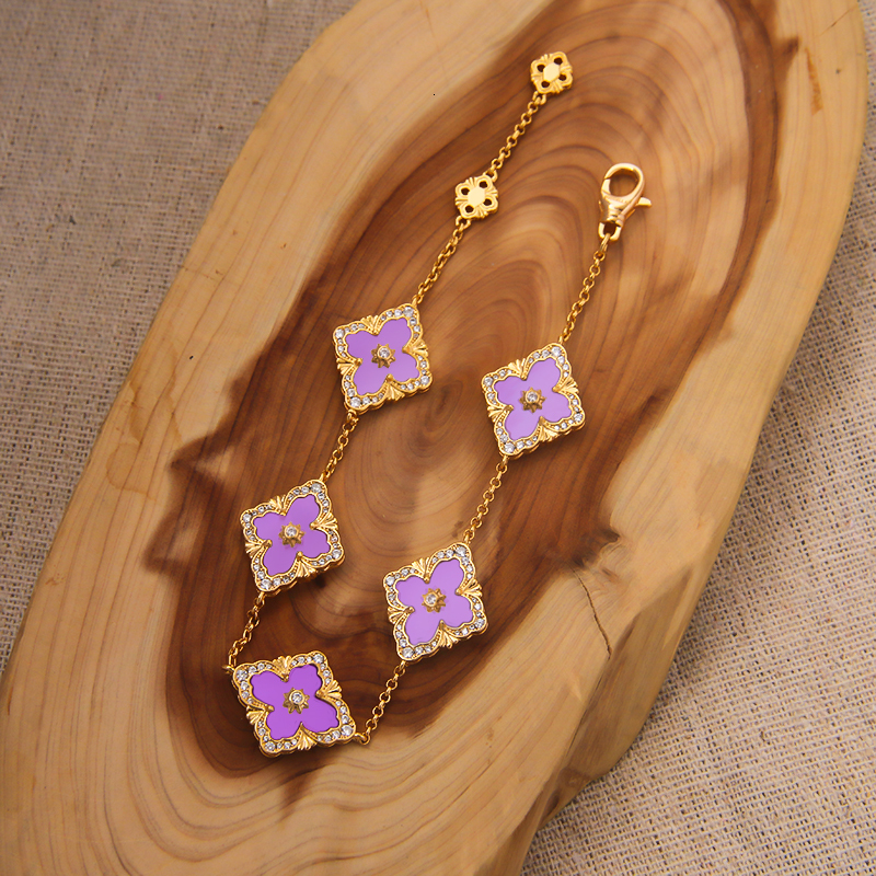 

Charm Bracelets GD Luxury 18K Four Leaf Clover Bracelet Gold Plated Geometric White Shell Five Flower Bracelets for Women Jewelry Gift 221206