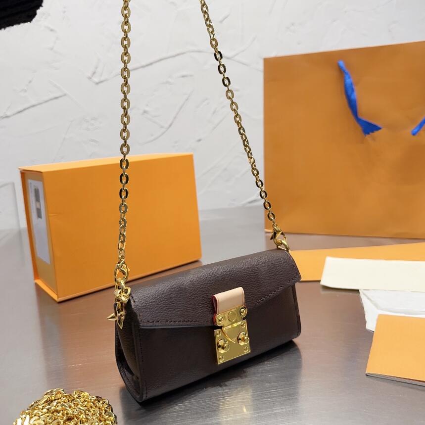 

Mini Chain Designer Bags Coin Purses Letter Printing Handbag Single-Shoulder Bag Metal Buckle Latch Envelope Bag Women Leather Handbags Wallets Change Purse, Brown flower