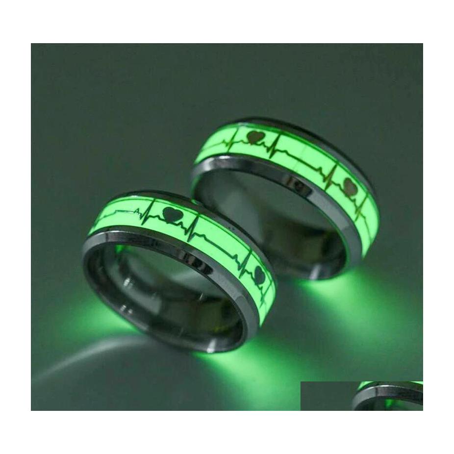 

Band Rings Ephalus Simple Titanium Steel Luminous Heartbeat Ring Unisex Ecg Stainless Couple Commitment Engagement Heart Gift Drop D Dhnn2
