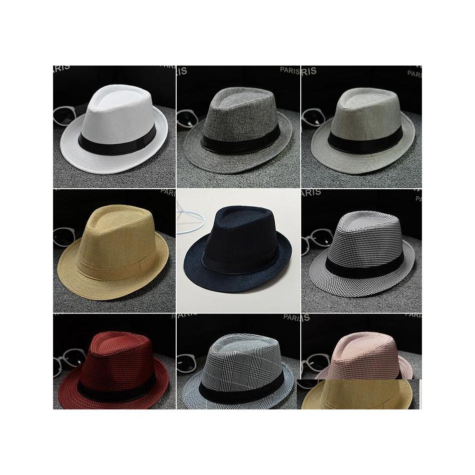 

Stingy Brim Hats 40 Colors Choose Men Women Soft Fedora Panama Hats Cotton/Linen St Outdoor Stingy Brim Spring Summer Beach Sun Hat Dhydi, Cream
