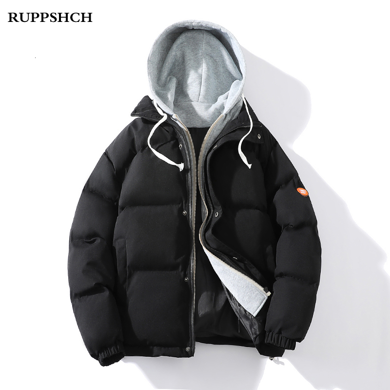 

Mens Down Parkas Autumn Winter Hooded Jackets Thickening Trend Loose High Quality Warm Parka Jacket Cotton Splicing Top 221207, Pink