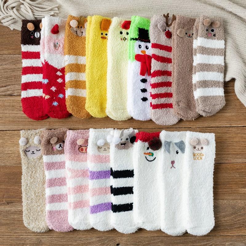 

Women Socks 1 Pair Casual Winter Christmas Thickened Deer Cotton Cartoon Warm Lady Gift Elk