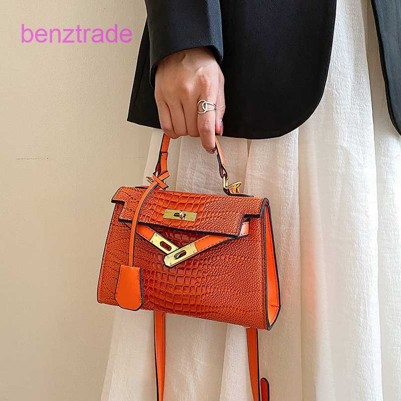

Herme Kely bags for women online shop Fashion Crocodile Pattern Women's Bag Handbag 2022 New Korean Cross body Shoulder X13V, Orange9