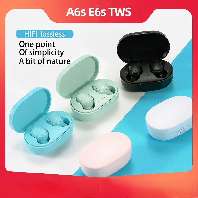 

YEZHOU A6s Bluetooth noise cancell earphone with mic 5.0 tws Headset Macaron Wireless Sports in-Ear E6s headphone, Black