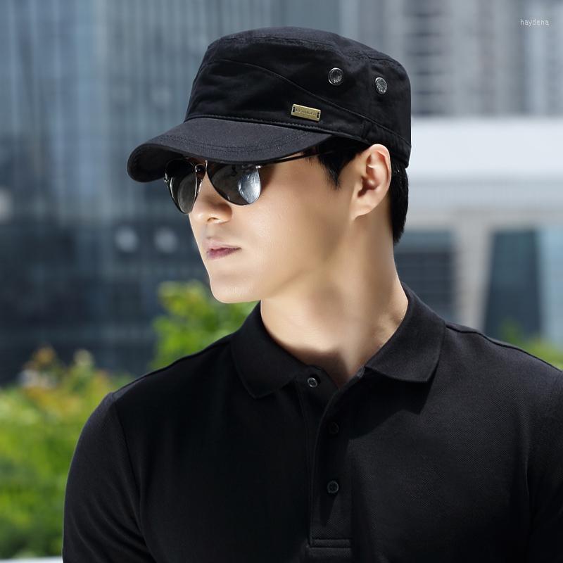 

Berets Men's Military Cap Hat Sunscreen Sun Hats Female Four Seasons Can Be Adjusted Casual Flat Caps Outdoor Adventure Equipment, Black