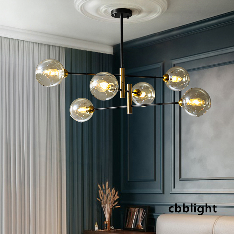 

Modern Nordic Style LED Chandelier For Living Dining Room Kitchen Bedroom Ceiling Pendant Lamps Glass Ball E14 Hanging Light Chandeliers LED Lighting LRG001