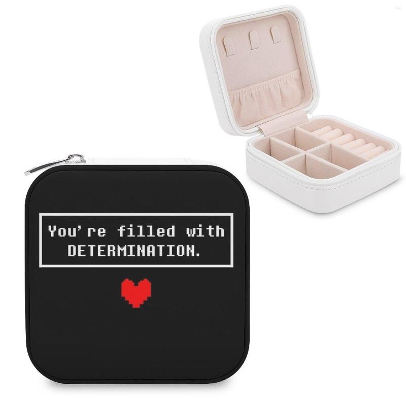 

Jewelry Pouches Undertale - Determination Storage Box Portable Leather Necklace Earrings Rings Jewellery