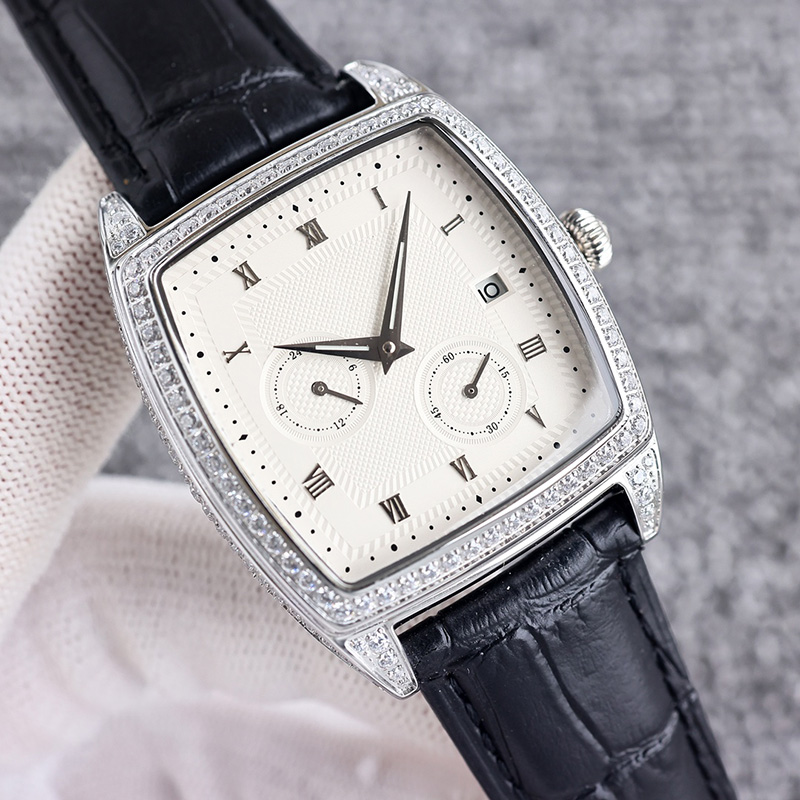 

Watch Mens Watches Diamond Bezel 42MM Automatic Mechanical Watch Fashion Wristwatches Leather Strap Montre de luxe Business Design, Color 2
