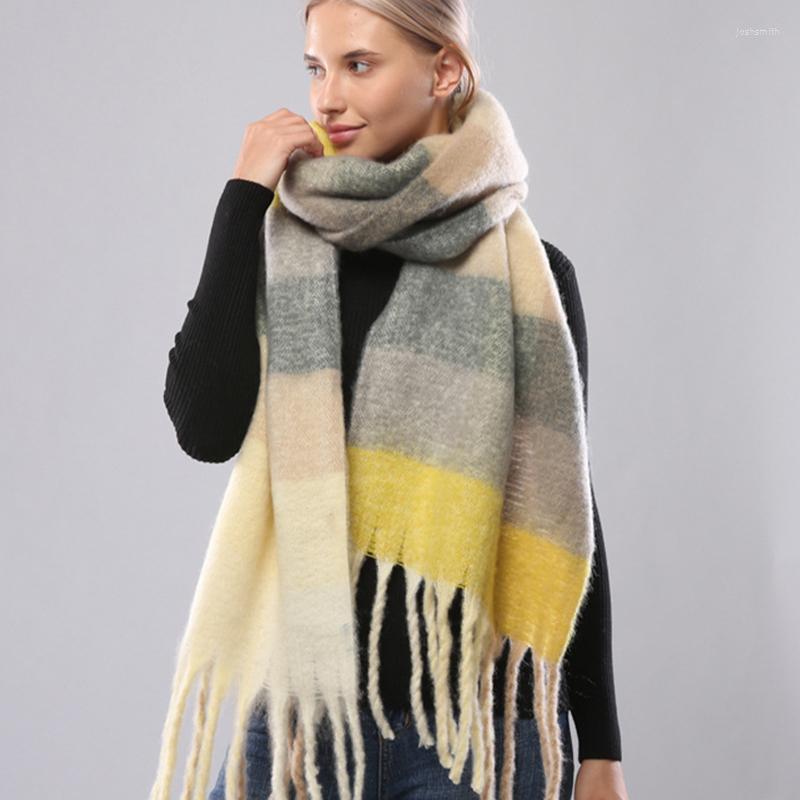 

Scarves Winter Fashion Solid Knitted Scarf For Women Design Warm Woolen Yarn Neckercheif Long Muffler Korean Style