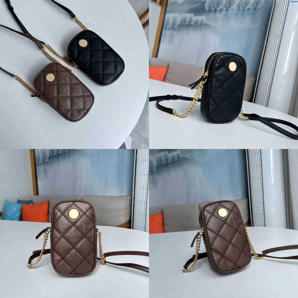 

Evening Bags Cross Body Shoulder Luxury Chain Phone Sheepskin Diamond Handbag Women's Leather Designer High Quality Mobile Handbags, Black