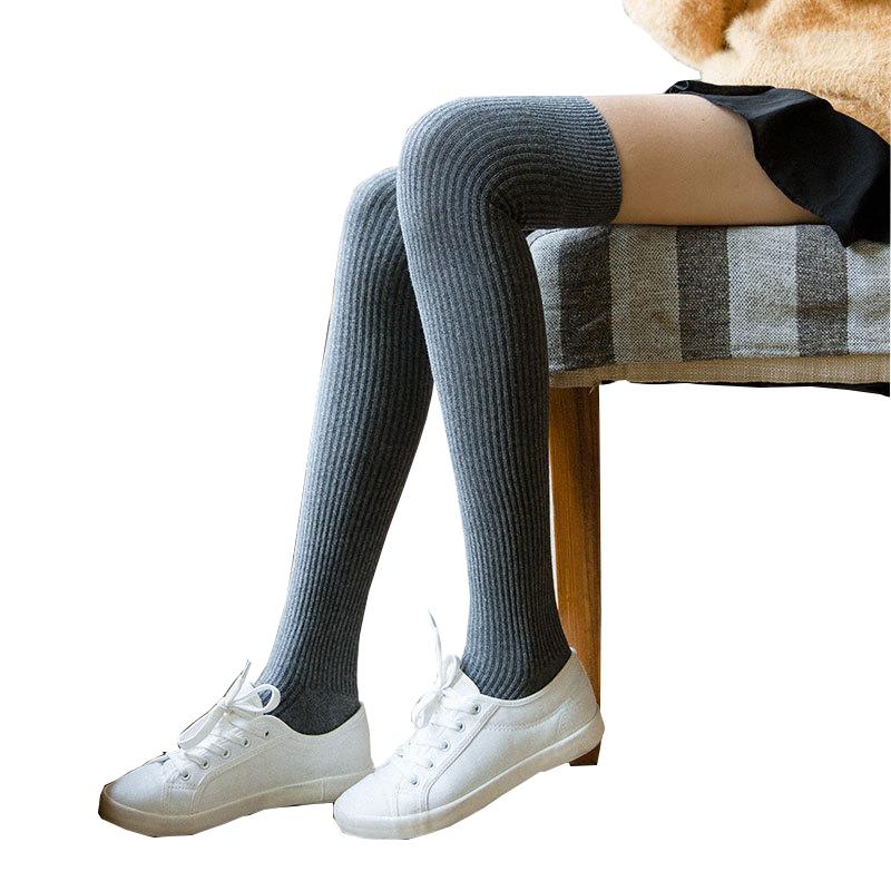 

Athletic Socks Women Long For Autumn Winter Leisure Tight Slim Cotton Sock High Elastic Solid Color Stocking Young Ladies, Khaki