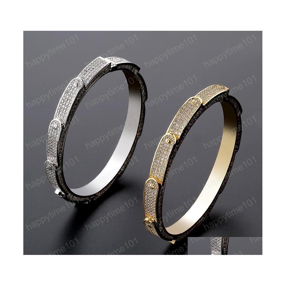 

Chain Hip Hop Gold Bangle Men Diamond Bracelet Iced Out Cool Hiphop Jewelry With Bling Cubic Zirconia Bracelets Drop Delivery Dhbha
