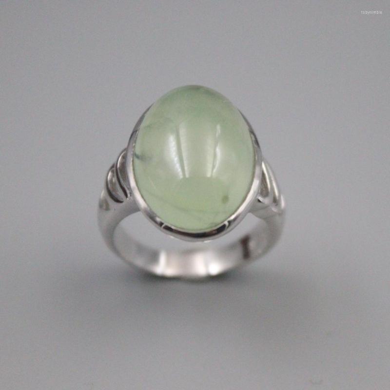 

Cluster Rings Pure 925 Sterling Silver Ring Width 20mm Prehnite Oval Bead US Size 6-10