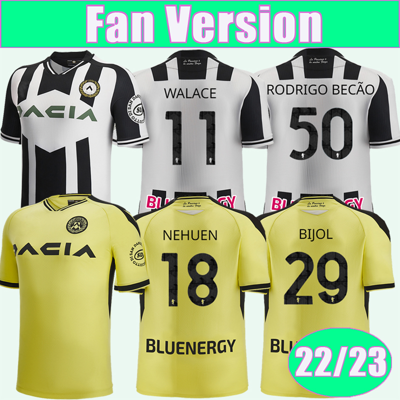 

22 23 Udinese Calcio Mens Soccer Jerseys BETO DEULOFEU BIJOL PEREYRA WALACE UDOGIE NEHUEN NESTOROVSKI Home Away Football Shirts, Qm10720 22 23 home no patch