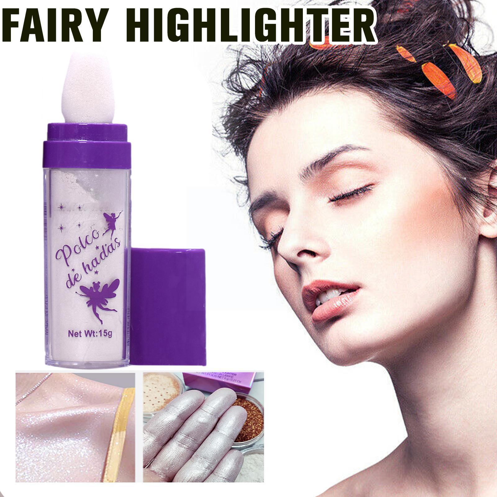

Fairy High Light Pat Powder Face Body Highlighter Brighten Natural Three-Dimensional Repairing Blush For Girls Polvo De Hadas Pe, White