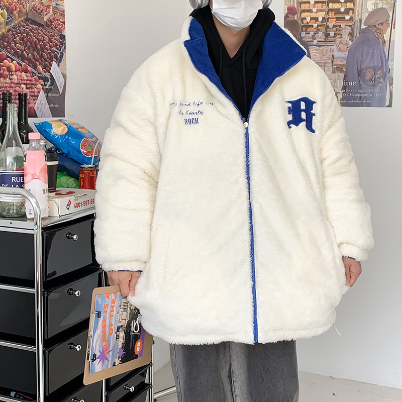 

Men s Down Parkas Hybskr Warm Letter Graphic Men Winter Parka Coat en Lamb Stand Collar Streetwear Male Two Side Wear Casual Jackets 221206, Molv