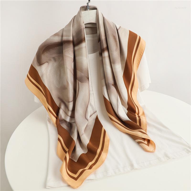 

Scarves Temperament Printed Scarf Large Square 90cm Twill Silk Women