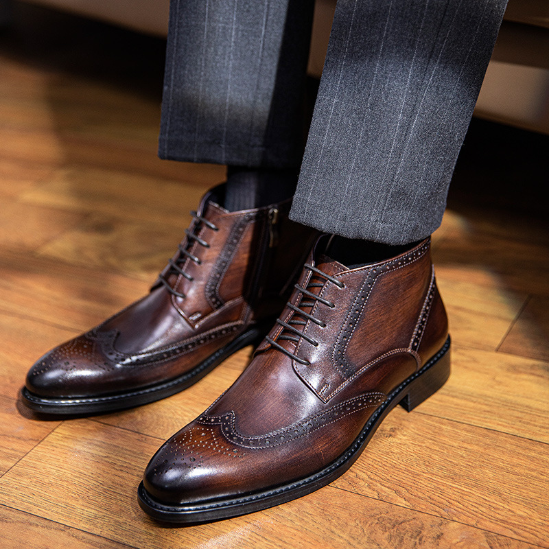 

New Designer Men's Weeding Shoes Business Dress Leather Shoes Party Shoes Office Shoe Internal Heightening Black Brown Fashion Casual Women Rubber Sole for Men Boots