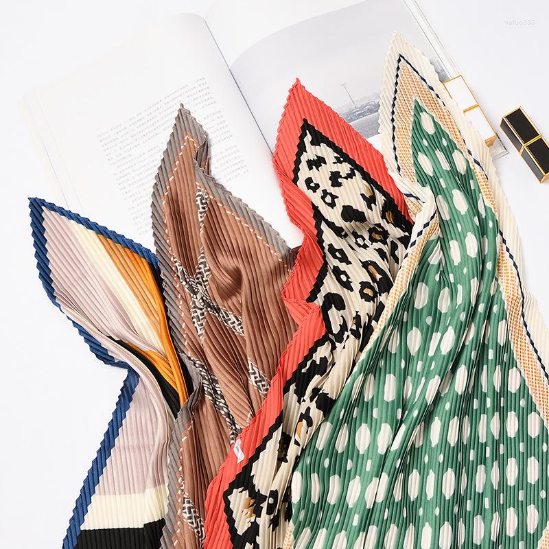 

Scarves Crinkle Silk Women Square Scarf Polka Dot Female Neckerchief Hair Tie Band Bag Bandana Muslim Headscarves Hijab 2022