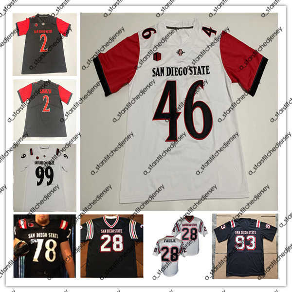 

American College Football Wear San Diego State SD Aztecs College Football Jersey Braxton Burmeister Cam Davis Jaylon Armstead Kenan Christon Jesse Matthews Michae, Man white