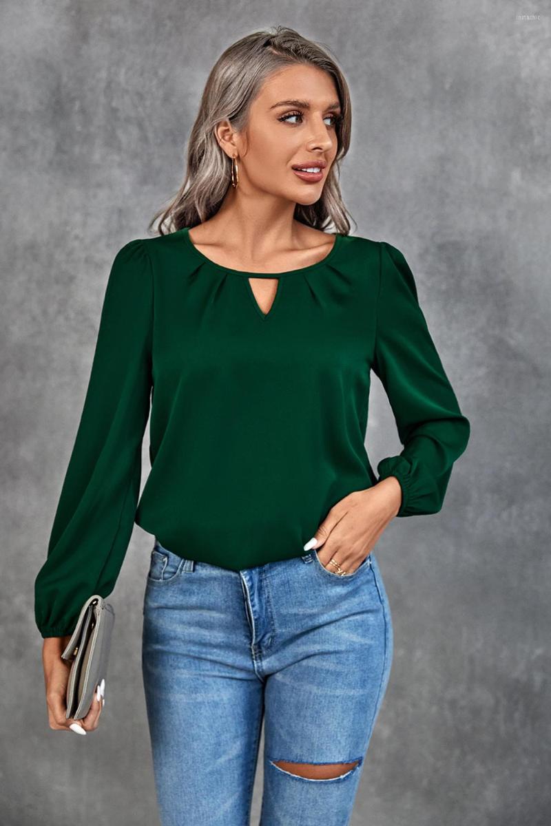 

Women' T Shirts ReeRee Long-sleeved Top Chiffon Temperament Woman Versatile, Black