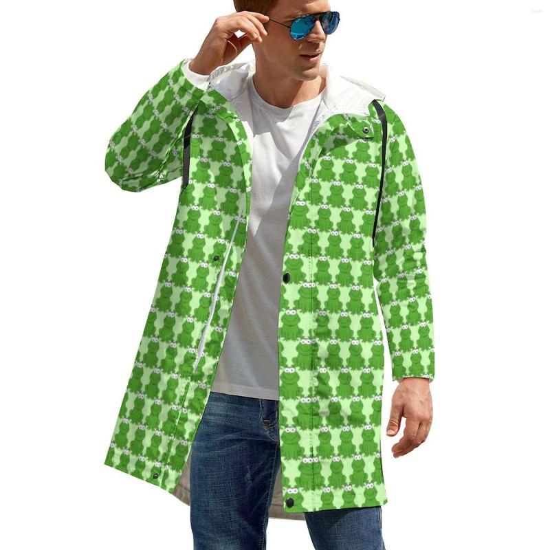 

Men' Trench Coats Cute Green Frog Autumn Casual Jackets Animal Print Aesthetic Windproof Man Printed Outdoor Windbreakers Birthday Gift, Style-9