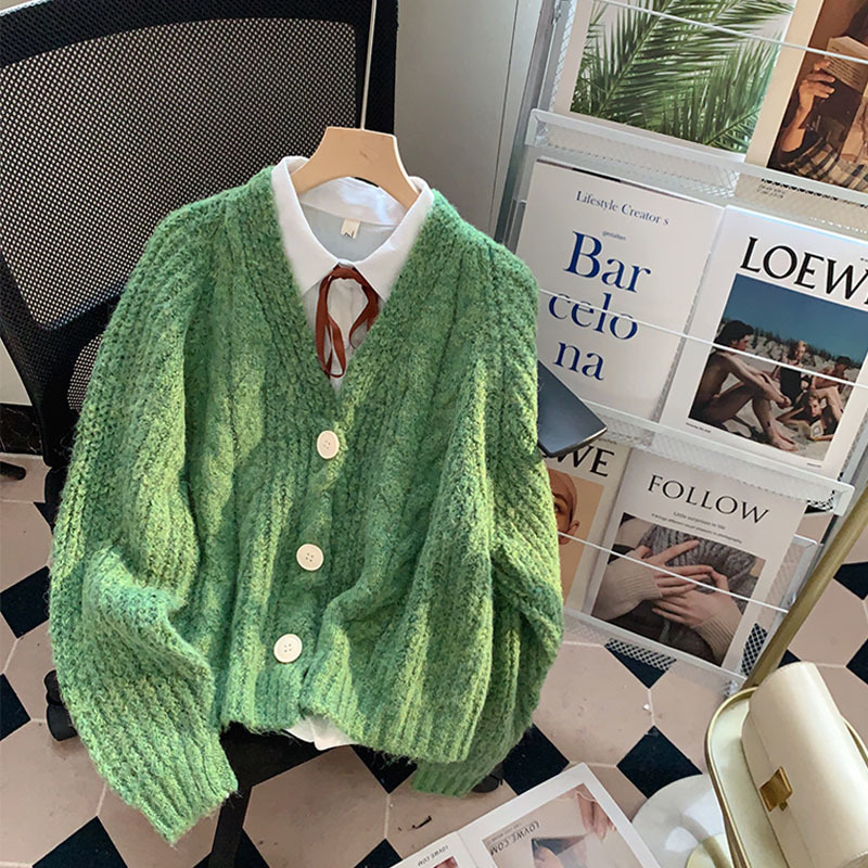 

Women  Knits Tees High Quality Short Sweaters Cardigan Sweet Vintage Autumn Winter Long Sleeve Coat Knit Jackets 221206, Burgundy