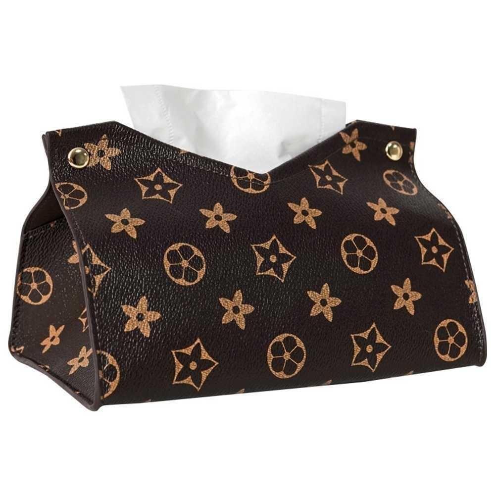 

Fashion Designer Living Room Restaurant Tissue Boxes Decoration Supplies PU Letters Printed Creative Car Pumping Carton Home Table Towel Box, 000