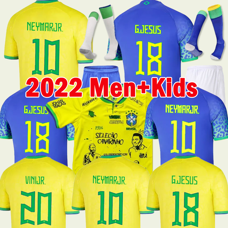 

XXXL 4XL VINI JR Soccer Jerseys 22 23 BrazilS RICHARLISON CASEMIRO Raphinha RODRYGO 2022 L.PAQUETA National Team shirt G.JESUS BRASIL Martinelli football kids Kits, 22-23 home patch