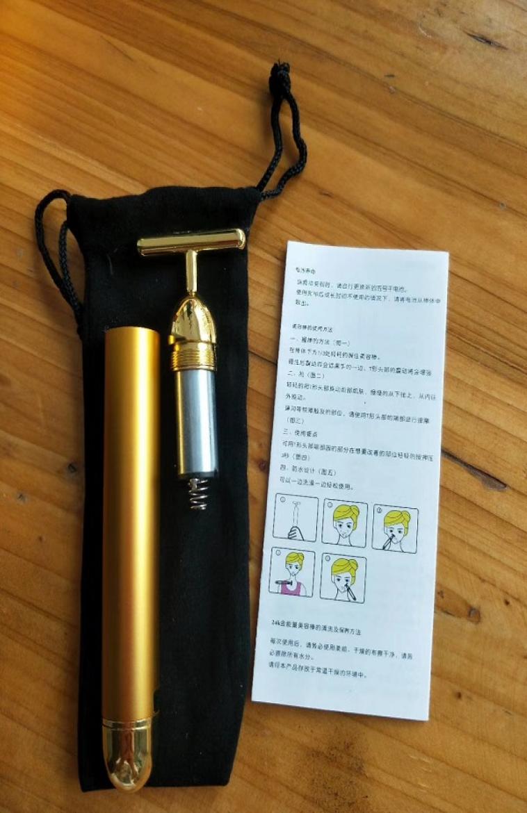 

Energy Beauty Bar 24K Gold Pulse Firming Massager Facial Roller Massager Derma Skincare Wrinkle Treatment Face Massager with Box 09969812