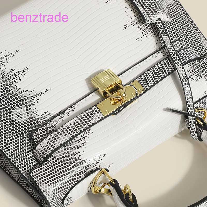 

Herme Kely bags for women online shop 2022 New Fashion Lizard Pattern Bag Advanced Women's Large Capacity One Shoulder Oblique Str 8M2H, White 25cm