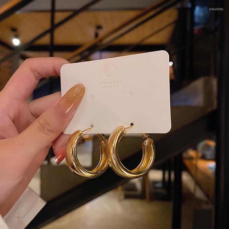 

Hoop Earrings Minimalism Romantic Smooth Metal For Women Fashion Korean Gold Silver Color Small Circle Ear Jewelry