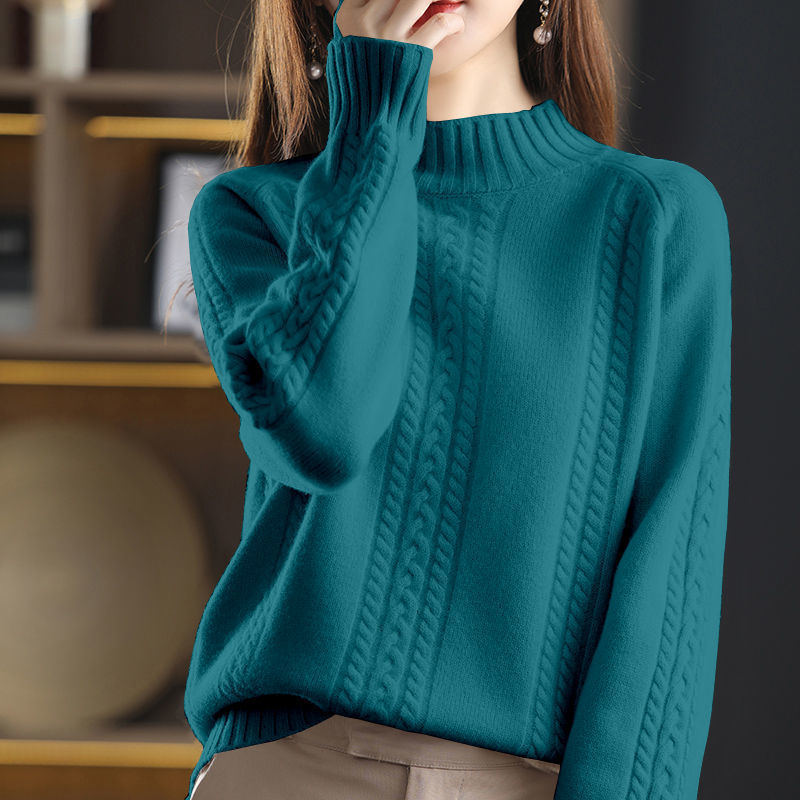 

Women s Sweaters Fashion Solid Color Knitted Korean Clothing Autumn Loose Casual Pullovers All match Commute Tops 221206, Blue