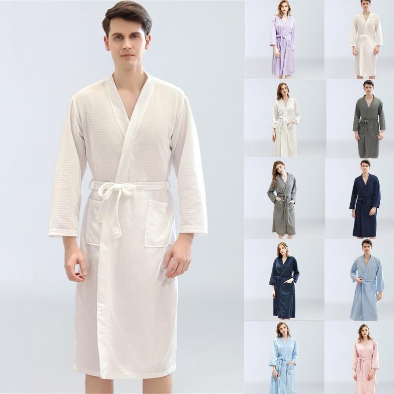 

Men's Sleepwear Womens Mens Lightweight Long Robes With 3/4 Sleeves Waffle Knit Belted Bathrobe, Grey male