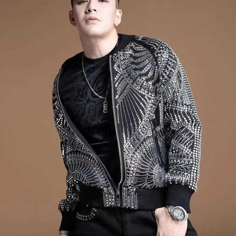 

Men's Jackets Attention Outside not sequin whole printing Man Boy's Printing Chic Jacket Stage Show Comes Guitar Music Festival Party Coats T221206, Black