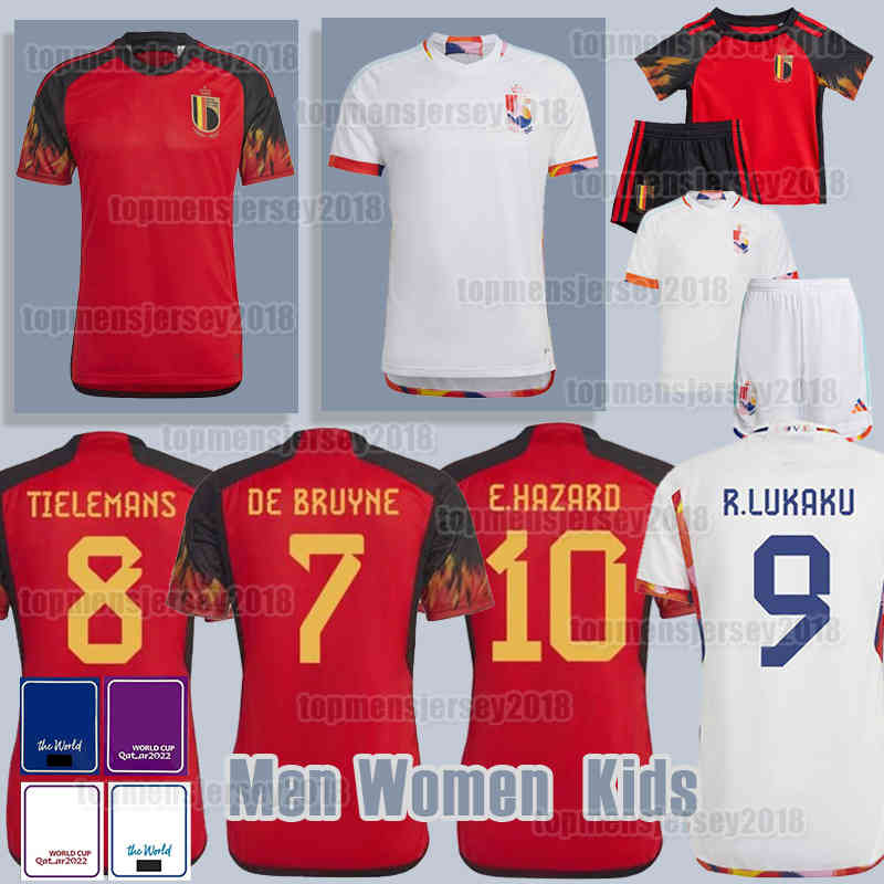 

BELGIUM soccer jerseys 2022 2023 DE BRUYNE HAZARD COURTOIS R.LUKAKU E.HAZARD LUKAKU TIELEMANS VANAKEN 22 23 BATSHUAYI TROSSARD DENDONCKER Football Shirt Men Kid Kits, Men (bi li shi)+patch