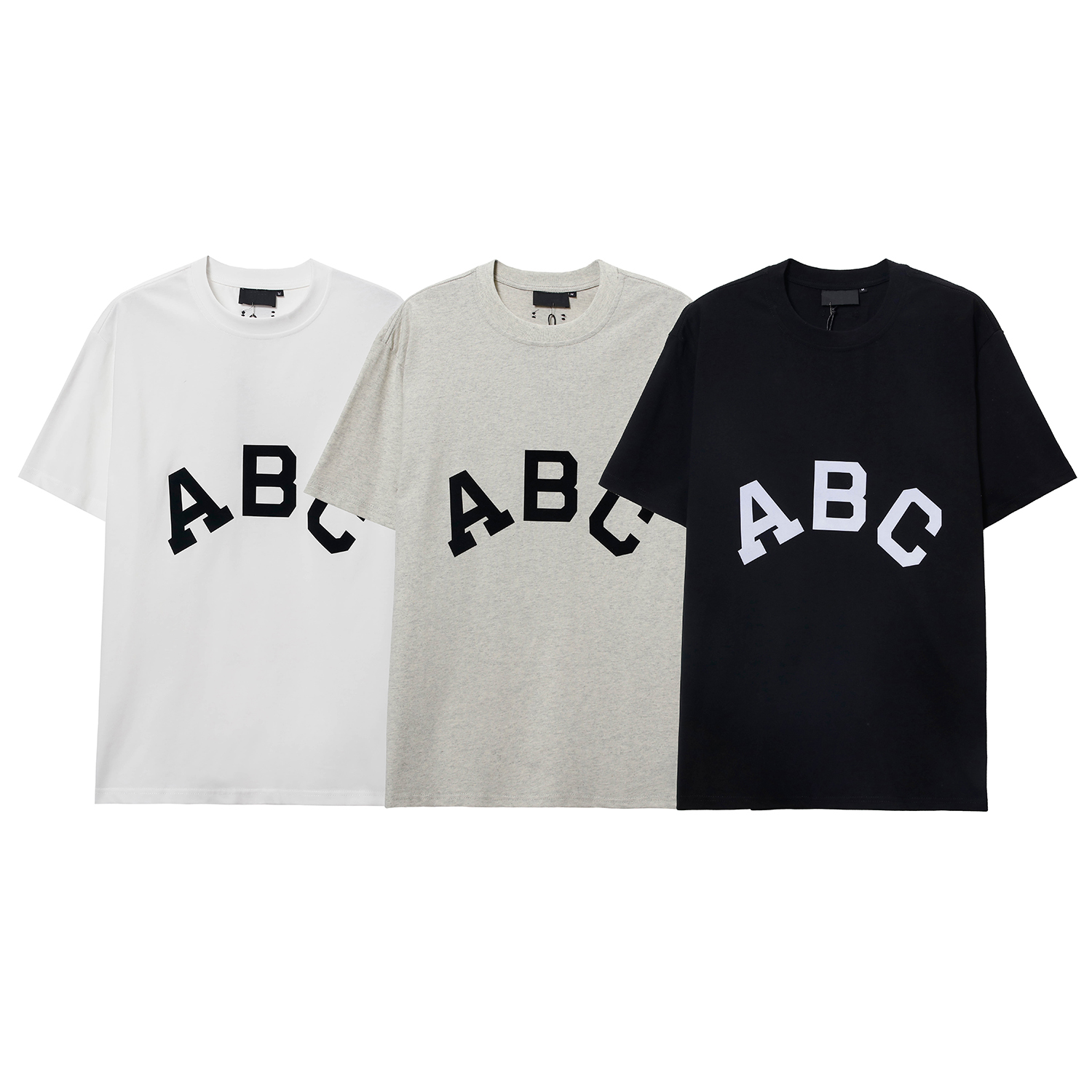 

polo SpringSummer New High-grade Cotton Printed Short Sleeve Round Neck Spliced T-Shirt Color Black White and Silver mercerised cotton