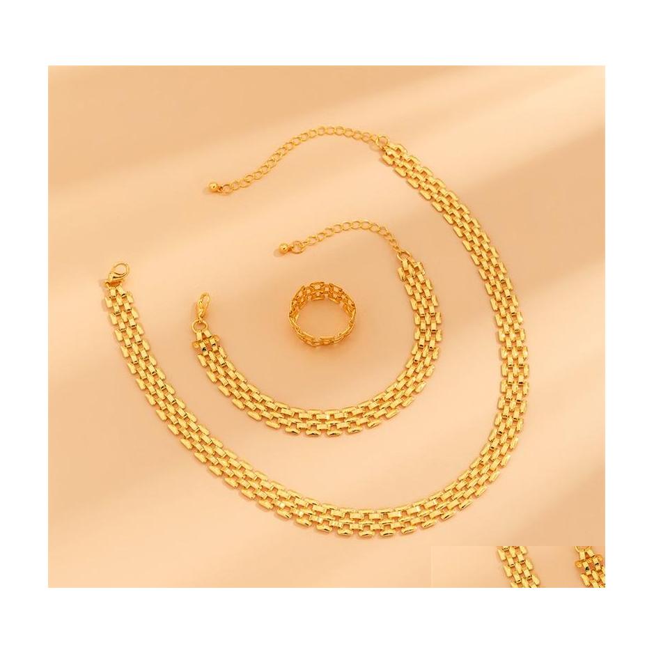 

Chains Chunky Chain Necklace Women High Quality Metal Couple Rings Plated Gold Sier Color Bracelet Jewelry 456 D3 Drop Delivery Neck Dhlwx
