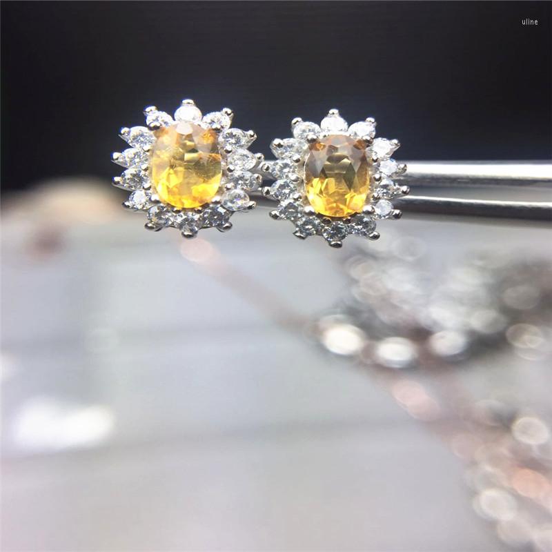 

Stud Earrings Yellow Stone 3 5mm Citrine Beautiful For Women Anniversary Silver 925 Gift Female Jewelry