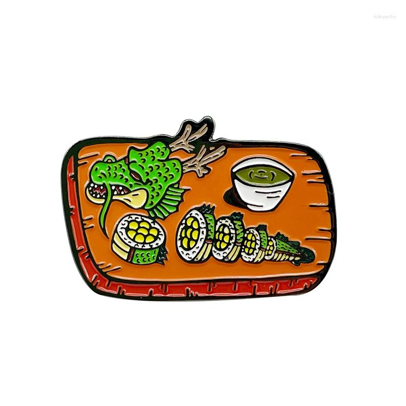 

Brooches Cartoon Dragon-shaped Sushi Enamel Pin Badges Lapel Pins For Backpacks Anime Women's Brooch Fashion Jewelry