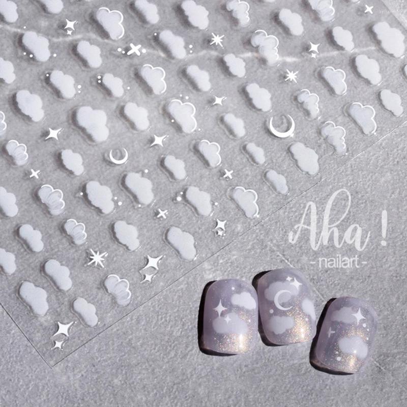

Nail Stickers Clouds Star Moon High Quality 3D Engraved Press On Art DIY Decorations Kawaii Decals Korean Design, A-025