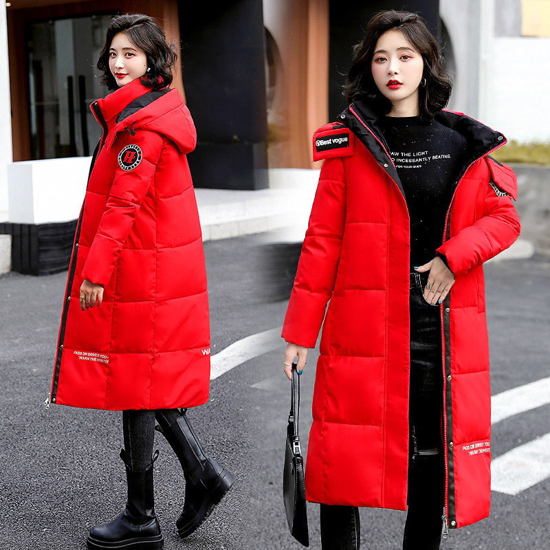 

Women s Down Parkas Winter Coat Jacket Puffer Korean Style Long Ladies Over the knee Cotton 221206, Black