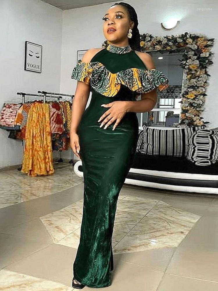 

Ethnic Clothing Dashiki African Dresses For Women Vintage Shorts Sleeve Velvet Ankle Dress Party Christmas Fall Winter Elegant Formal Gowns