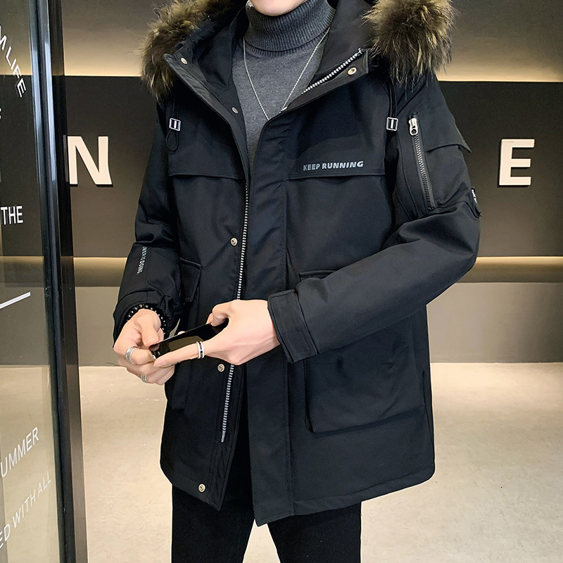 

Mens Down Parkas Mens Winter Down Coat Short Fashion Parka Jacket Thicken Warm Outerwear Windproof Waterproof Clothes Outwear 221207, Black-white fur